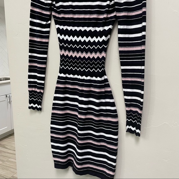 BEBE Striped Mini Turtle Neck Dress - Picture 3 of 6